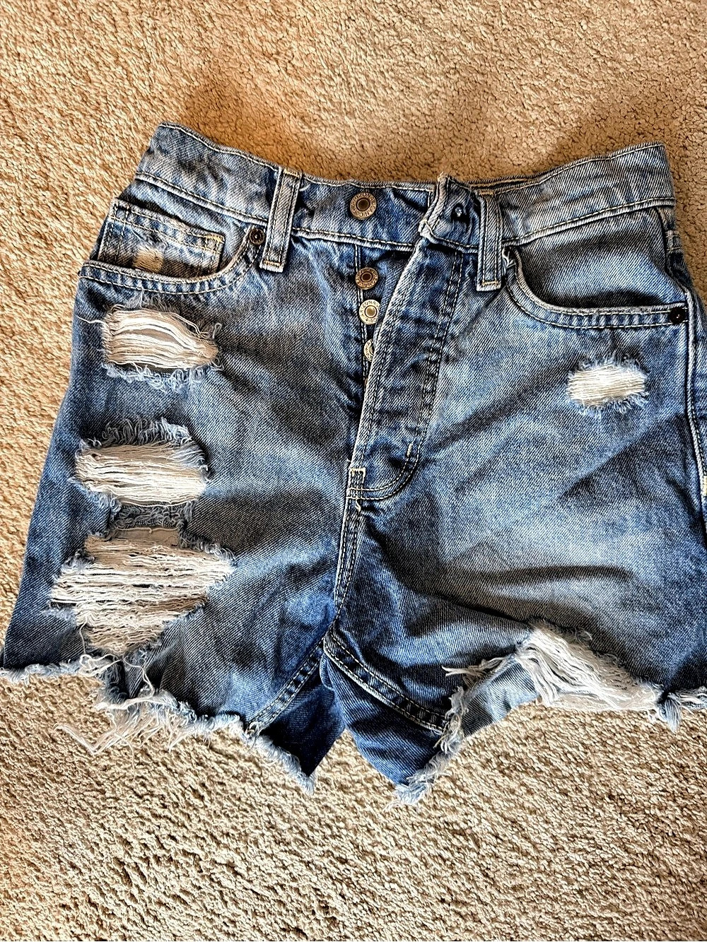 Arizona Jean Co. Hi-Rise Shorts Distressed Denim Jean Shorts Waist 1